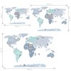 mapa swiata niebieska naklejka. naklejka dla dzieci. dekoracje pokoju 1