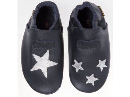 BOUMY APPLIQUE Navy & Stars kožené capáčky s hvězdami tm.modré (19/M)