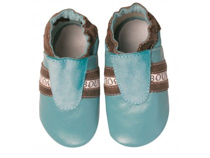 BOUMY APPLIQUE TRACKSHOE Turquoise kožené capáčky 21/L