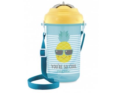 Canpol babies Cestovní sportovní láhev se slámkou a víčkem SO COOL Ananas 350ml yellow