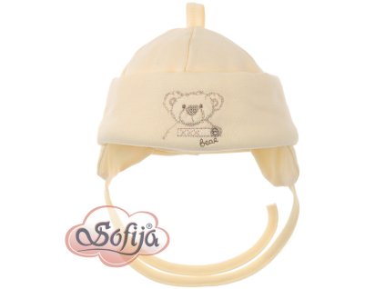SOFIJA Čepice bavlněná Zimní BEAR Miš Žlutá (45-47) vel. 74cm