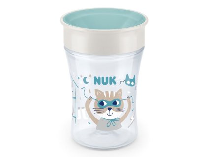 160314 nuk magic cup 230ml hrnek na uceni 360 vicko 8m bilozeleny kocour