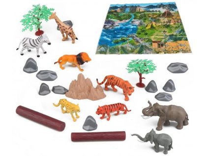 M80156 MAC TOYS zvířátka Safari set 21 ks v boxu