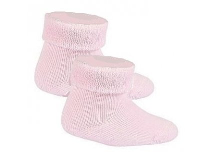 WOLA Zimní kojenecké froté ponožky ecru 56-62cm/15-17/ Růžové