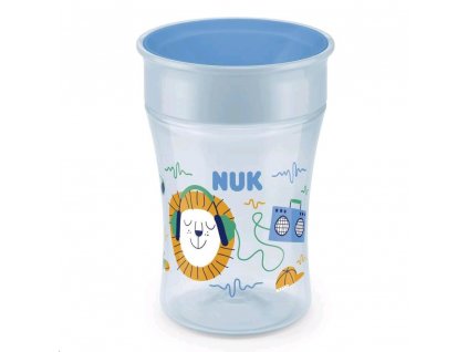 167136 nuk magic cup 230ml hrnek na uceni 360 vicko 8m modra lev