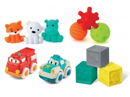 infantino sada senzorickych hracek s auticky a zviratky 0m