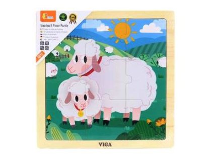 168354 viga drevene puzzle 9 dilku ovecky 18m