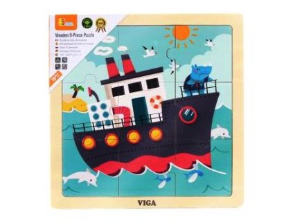 168363 viga drevene puzzle 9 dilku lodicka 18m