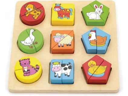 168438 3 viga drevene puzzle vkladacka domaci zviratka farma