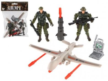 ARMY Sada vojáci s letadlem/dronem a doplňky