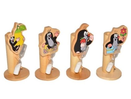 wiky stojanek na kartacek krtek s kytkou drevo v krabicce 1