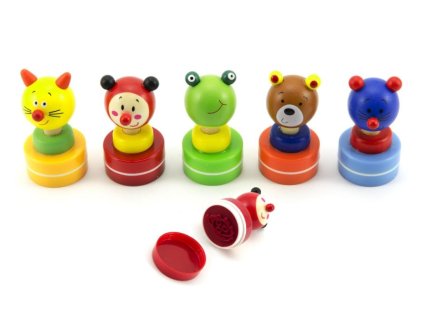 00821124 Wooden Toy Razítko zvířátko dřevo 6cm