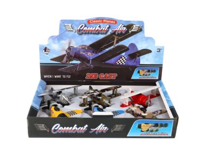 COMBAT AIR Letadlo kov/plast 12cm na zpětné natažení mix druhy