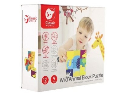 classic world kostky kubus divoka zvirata zoo drevo 9ks v krabici 12m 5