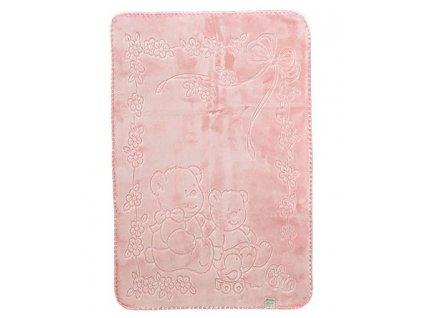 BELPLA Baby Perla 518 Španělská deka 80x110cm 2 MEDVĚDI - PINK růžová