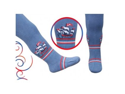 REWON Punčocháče 56-62cm s obrázky CHLAPEC - modré