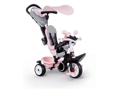 smoby baby driver plus trikolka kocarek 2v1 s brzdou a eva koly pink 10m