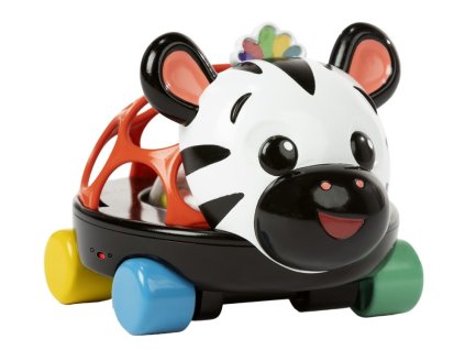 OBALL Autíčko a chrastítko 2v1 Curious Car zebra Zen