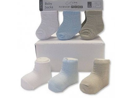 189656 nursery ponozky kojenecke 3 kusy plast srdicka bile modre sede 0 3m