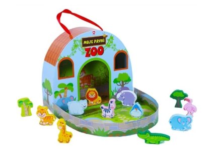 rappa drevene zviratka zoo ve stylovem kufriku 12m