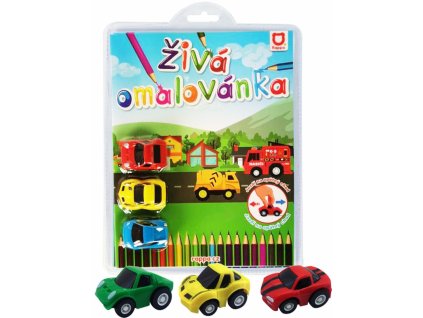 215412 ŽIVÁ OMALOVÁNKA ZÁVODNÍ AUTA 3 KS