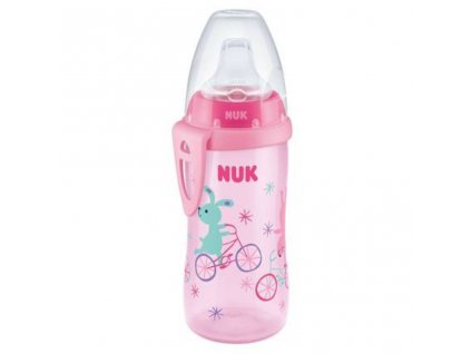 NUK FC Láhev PP Active Cup 300ml 12měs.+ SL pítko - PLAMEŇÁK Růžová