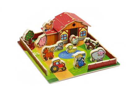 00512016 teddies domecek drevena farma moje prvni zviratka 31x31cm 28ks 1