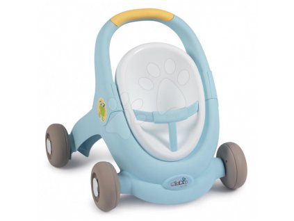 Smoby Croc Baby Walker MiniKiss 3in1 Chodítko a kočárek pro panenku s brzdou, 12m+ modré