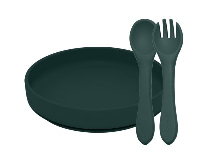 petite mars set jidelni silikonovy take match 2 ks talir pribor misty green 6m