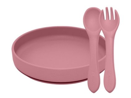 petite mars set jidelni silikonovy take match 2 ks talir pribor dusty rose 6m