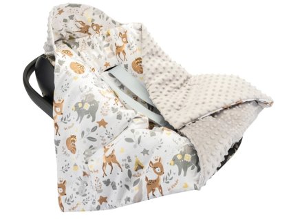 bomimi zavinovaci deka do autosedacky minky lesni zviratka bezova