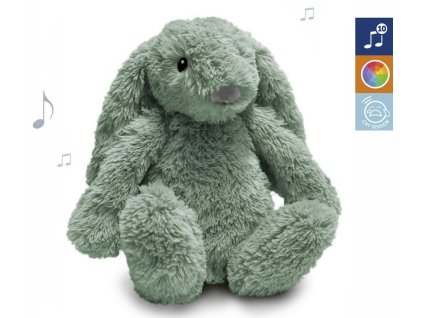 Zazu Králíček RO zelený Šumící zvířátko s nočním světlem a USB nabíjením