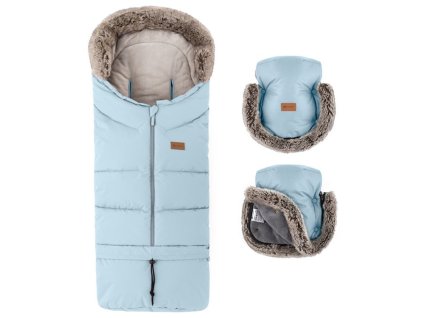 PETITE&MARS Set zimní fusak Arctic 4v1 + rukavice na kočárek Furry Sky Whisper