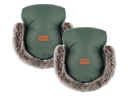 PETITE&MARS Rukávník rukavice na kočárek FURRY Veritable Khaki