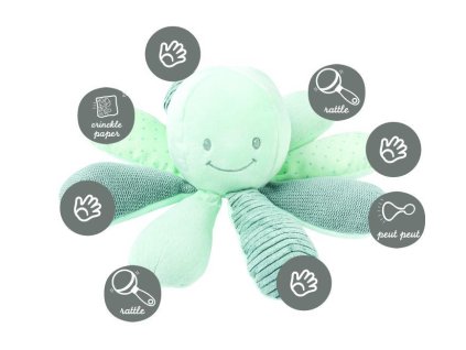 879712 NATTOU Hračka chobotnička edukační 8 aktivit Lapidou mint