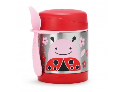 32854 skip hop zoo termoska na jidlo 325ml s vidlickou beruska cervena