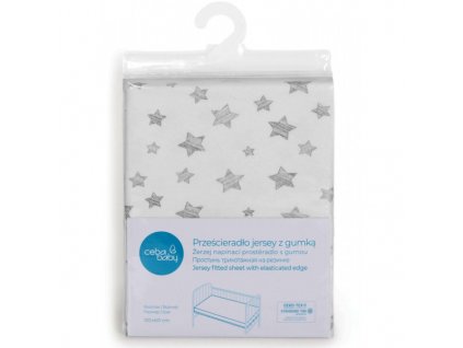 33439 4 ceba baby prosteradlo 120x60cm jersey napinaci grey stars hvezdy sede