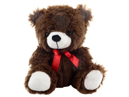 plysovy medved tmave hnedy 25 cm cervena masle 0m 1