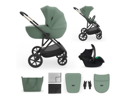 kinderkraft prime 3 dark green 3v1 kocarek kombinovany autosedacka