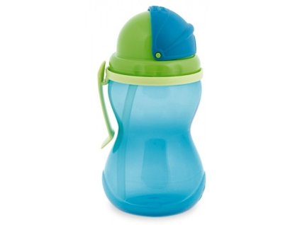 4354 canpol babies sportovni lahev 370ml se slamkou zaklapeci s drzadlem modra