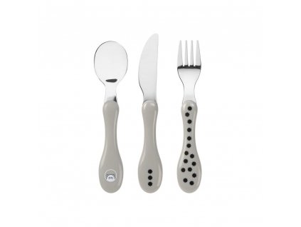 46864 lassig cutlery 3pcs little chums cat grey detsky kovovy pribor 3ks