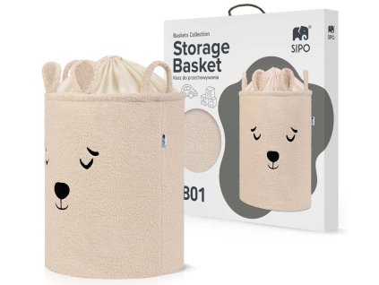 sipo kos na hracky premium boucle se snurkou 43 l bear beige 1