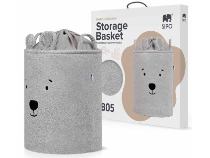 sipo kos na hracky premium boucle se snurkou 43 l bear grey 1