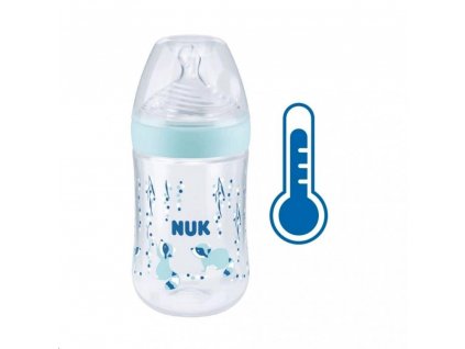 NUK Nature Sense Kojenecká láhev s kontrolou teploty 260 ml modrá
