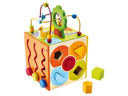 bino multifunkcni motoricka kostka drevena 34cm