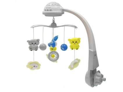 35128 Kolotoč nad postýlku se světelným projektorem Baby Mix šedý