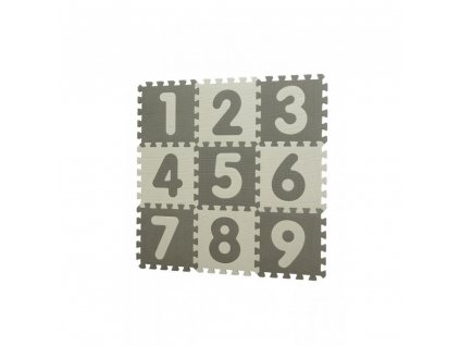 BABYDAN Hrací podložka puzzle Grey s čísly 90x90cm - ŠEDÉ ČÍSLA