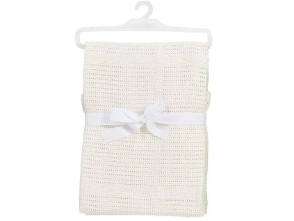 56929 babydan hackovana bavlnena deka 100 x 75cm white bila