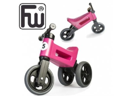 Odrážedlo FUNNY WHEELS Rider Sport růžové 2v1, výška sedla 28/30cm nosnost 25kg 18m+