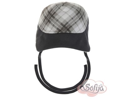 SOFIJA Čepice bavlněná zateplená ELEGANT šedá kostka vel.62cm (39-41)